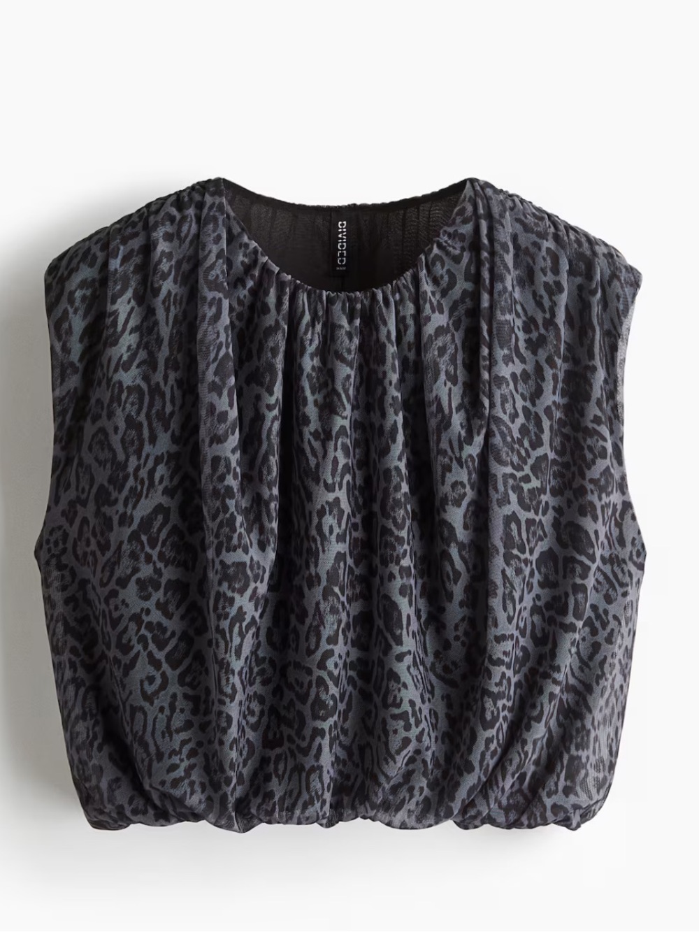 H&M Dark Gray Leopard Print Sleeveless Blouse